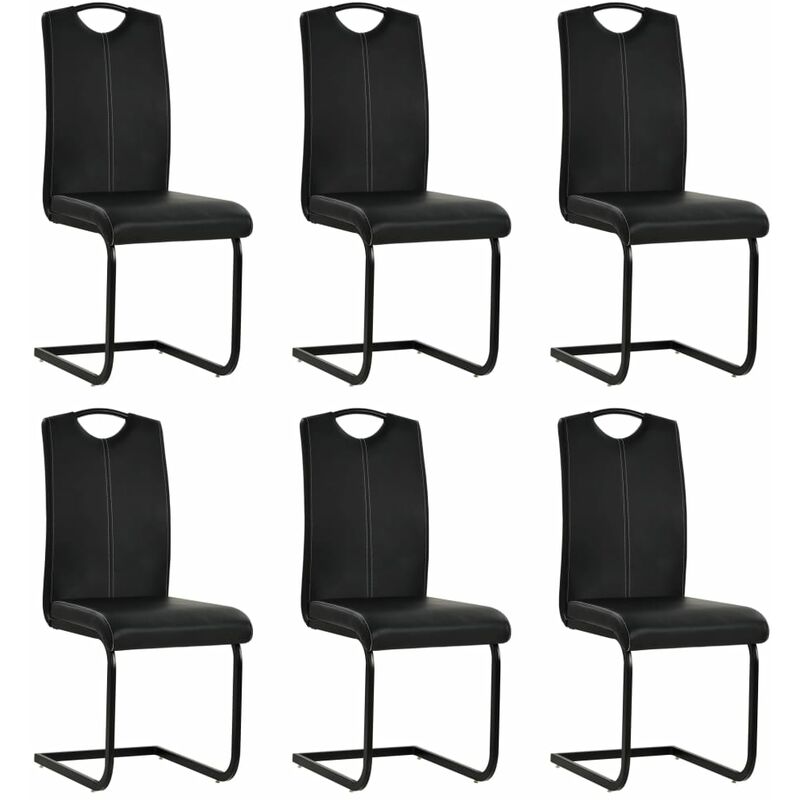 

Sillas voladizas de comedor 6 unidades cuero sintetico negro