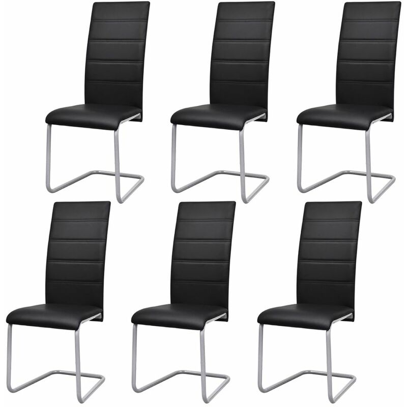 

Sillas voladizas de comedor 6 unidades cuero sintético negro