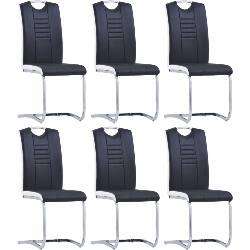 

Sillas voladizas de comedor 6 unidades cuero sintético negro