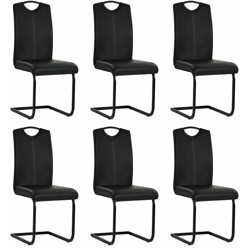 

Sillas voladizas de comedor 6 unidades cuero sintético negro