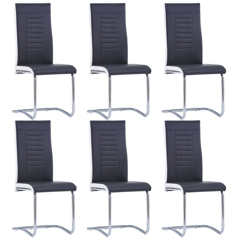 

Sillas voladizas de comedor 6 unidades cuero sintético negro