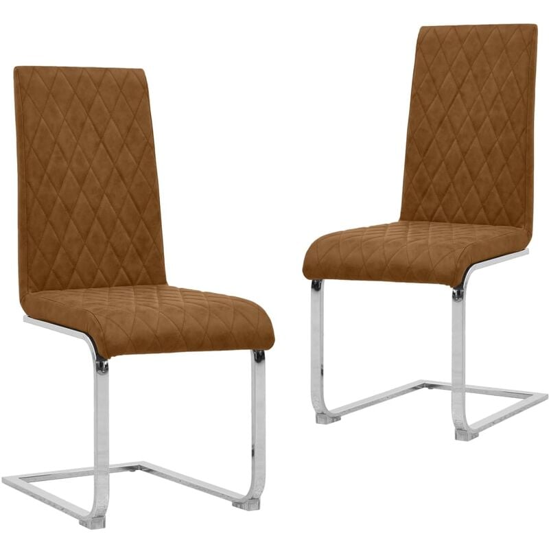 

Sillas de Comedor Voladizas Cuero Sintético 2 Unidades Marrón Oscuro - Marrón - Vidaxl