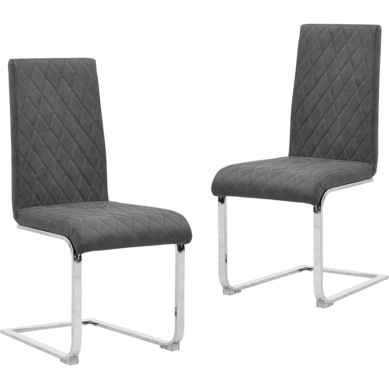 

Sillas de Comedor Voladizas Cuero Sintético 2 Unidades Gris - Gris - Vidaxl