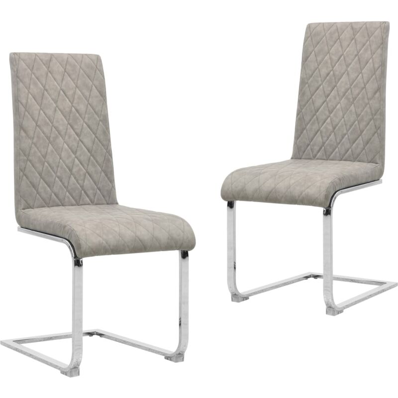 

Sillas de Comedor Voladizas Cuero Sintético 2 Unidades Gris Claro - Gris - Vidaxl