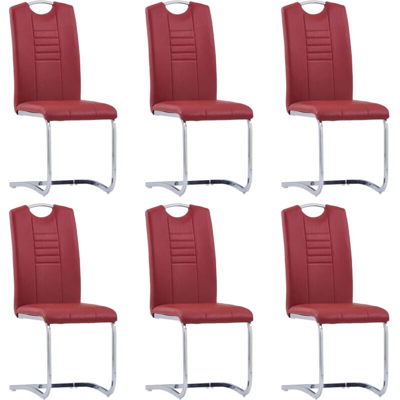 

Sillas voladizas de comedor 6 unidades cuero sintético rojo
