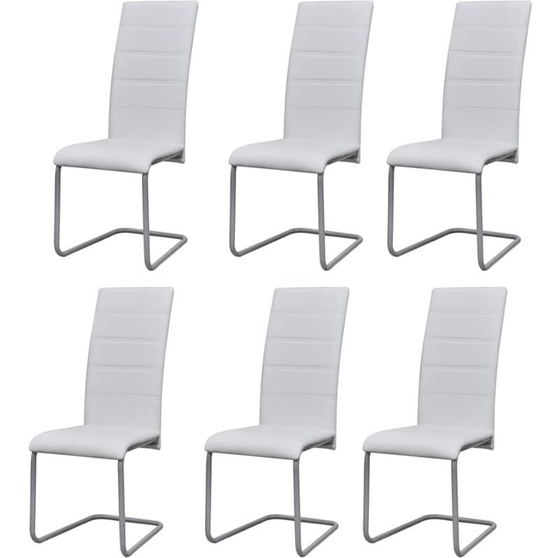 

Sillas voladizas de comedor 6 unidades cuero sintético blanco - Blanco