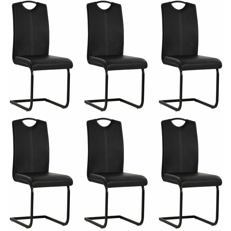 

Sillas voladizas de comedor 6 unidades cuero sintético negro - Negro