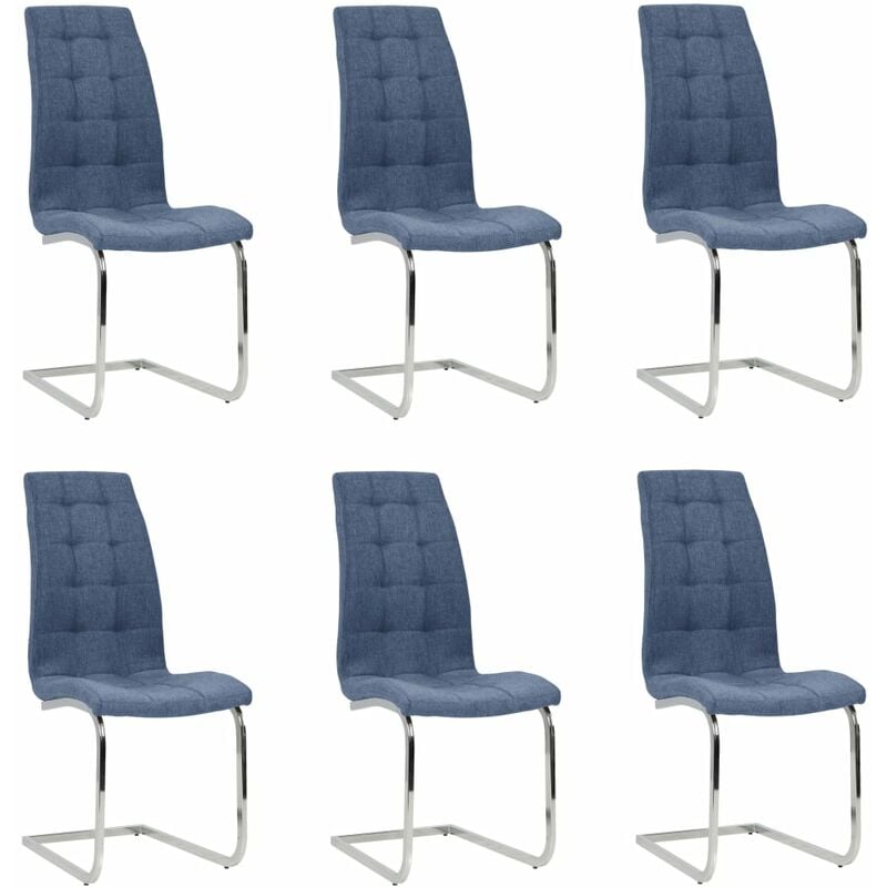 

Sillas voladizas de comedor 6 unidades tela azul