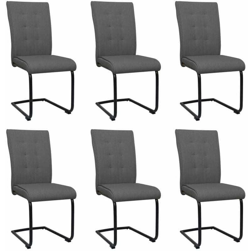 

Sillas voladizas de comedor 6 unidades tela gris oscuro