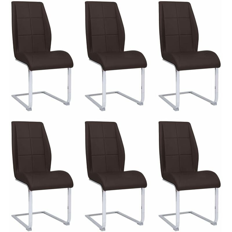 

Sillas voladizas de comedor 6 unidades tela marrón
