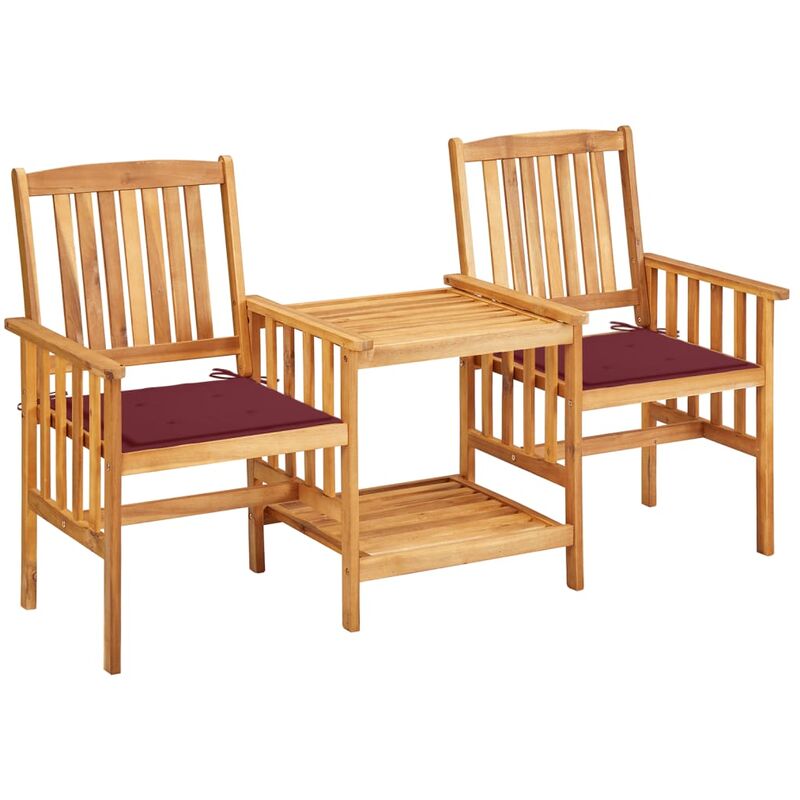 

Sillas y mesita de jardín con cojines madera maciza acacia