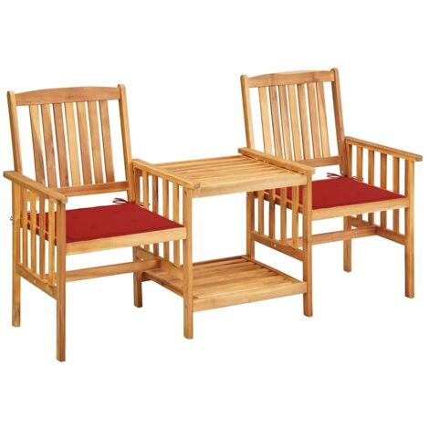 Sillas y mesito de jardín con cojines madera maciza acacia vidaXL