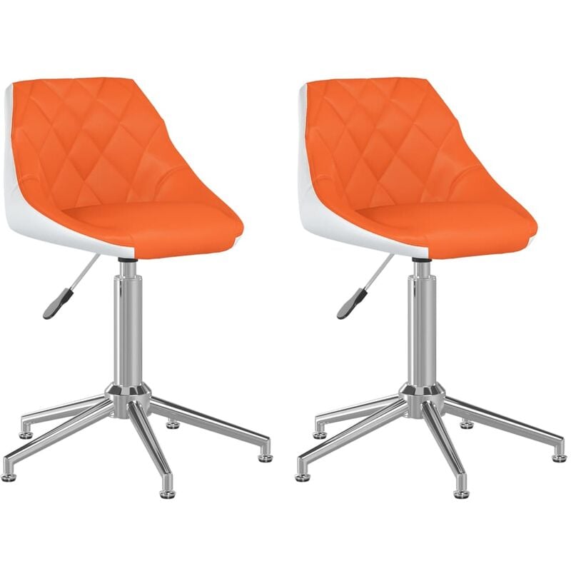 

Sillasde comedor giratoria 2 uds cuero sintético naranja blanco