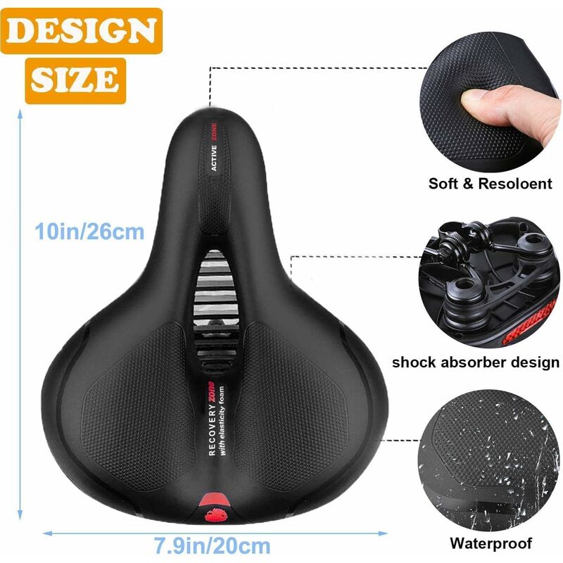

Sillín de bicicleta cómodo cojín de gel para asiento de bicicleta para hombres y mujeres, sillín suave y transpirable con bolas de goma de doble