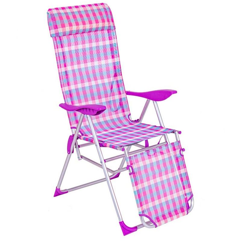 

Lolahome - Sillón de playa reposapiés 5 posiciones lila de aluminio y textileno de 115x66x61 cm