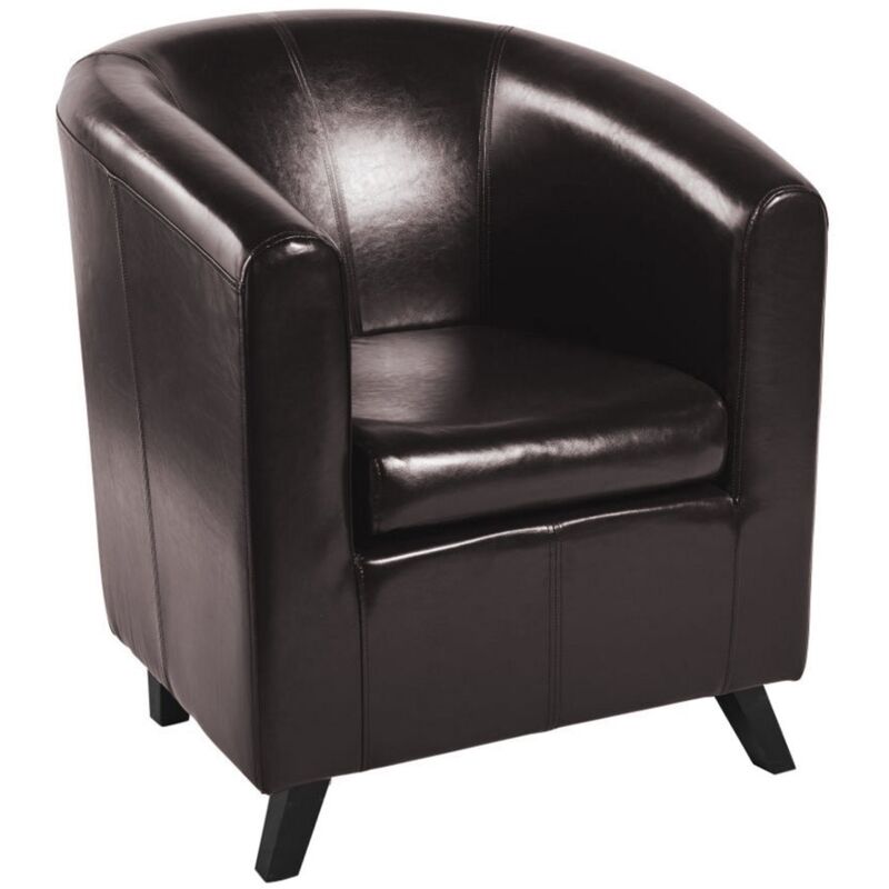 

Sillón Club marrón de polipiel y madera de 70x72x80 cm
