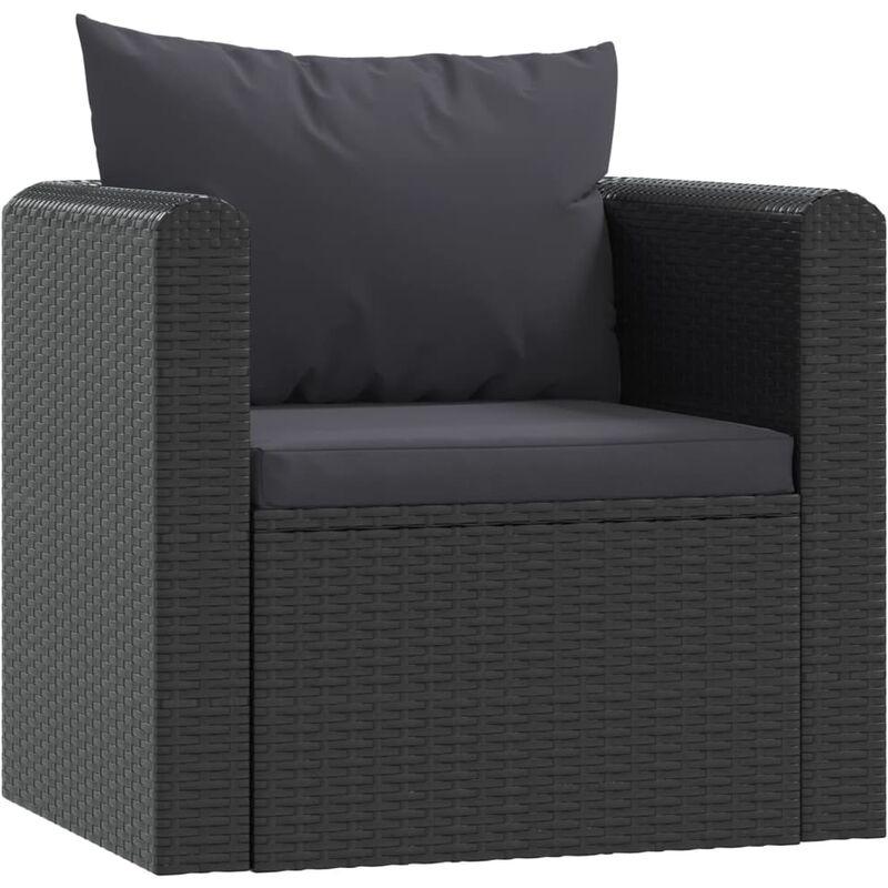 

Sillón con cojines de ratán sintético negro - Negro