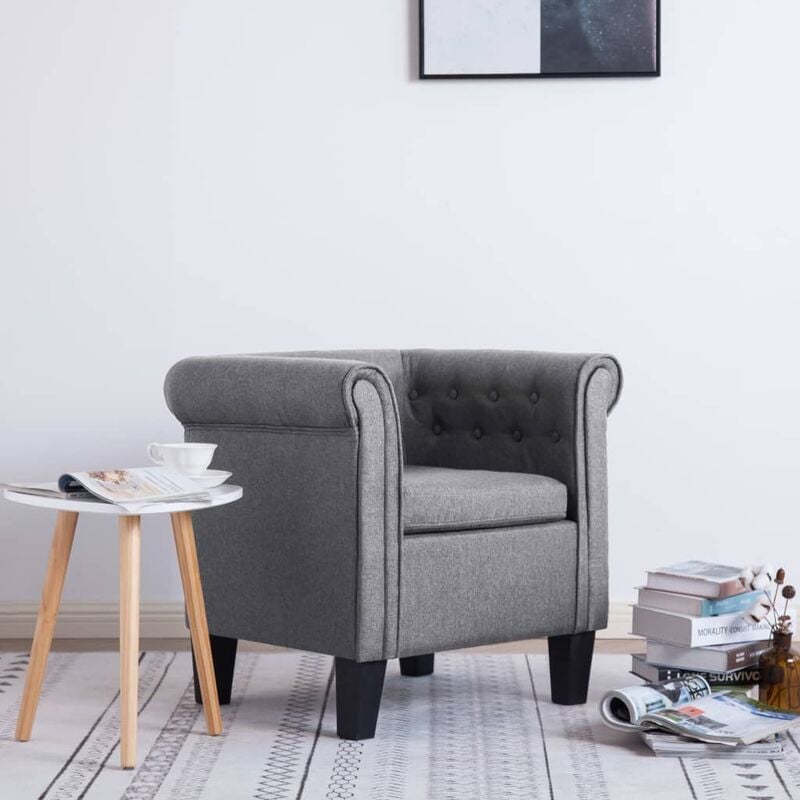

Sillón con cojín de tela gris claro - Gris