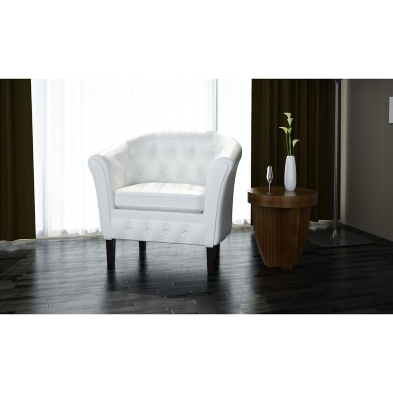 

Sillón con diseño de cubo cuero sintético blanco - Blanco