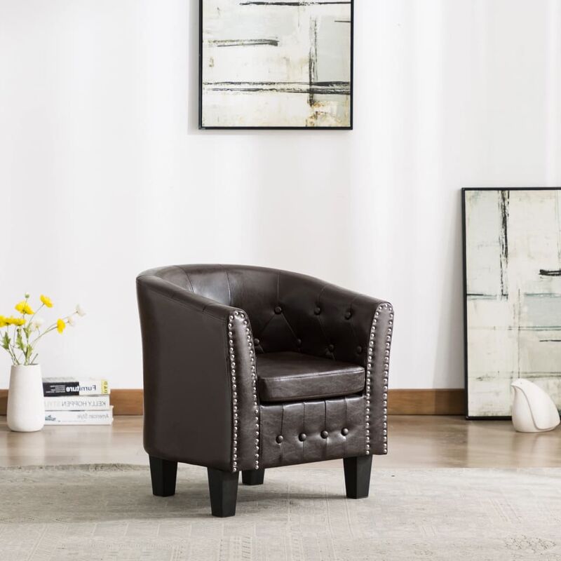 

Sillón con diseño de cubo cuero sintético marrón - Marrón