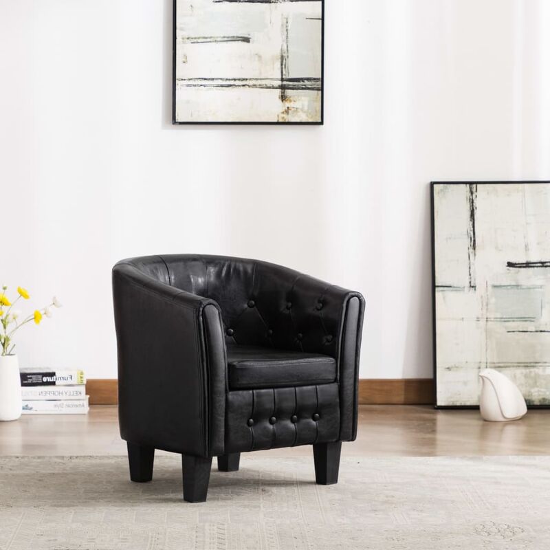 

Sillón con diseño de cubo cuero sintético negro - Negro