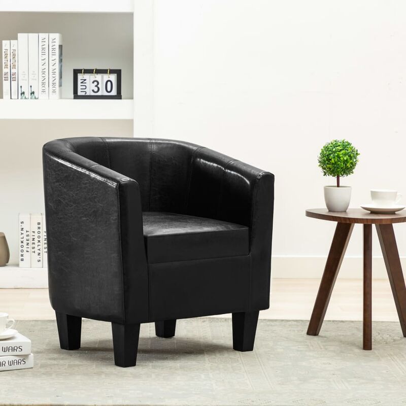

Sillón con diseño de cubo cuero sintético negro - Negro