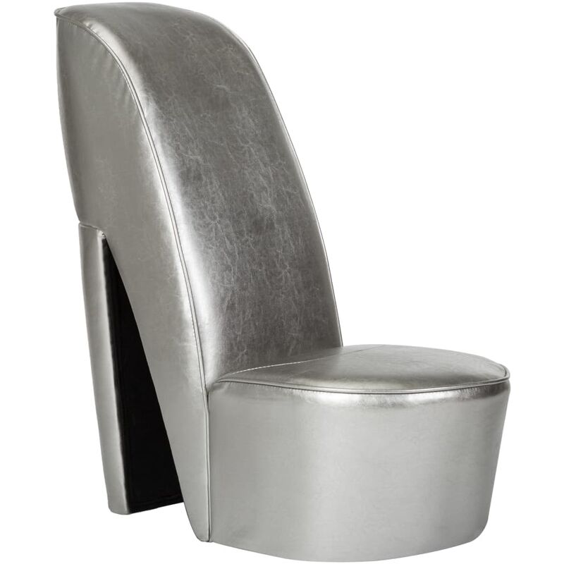 

Sillón con forma de zapato de tacón cuero sintético plateado - Plateado