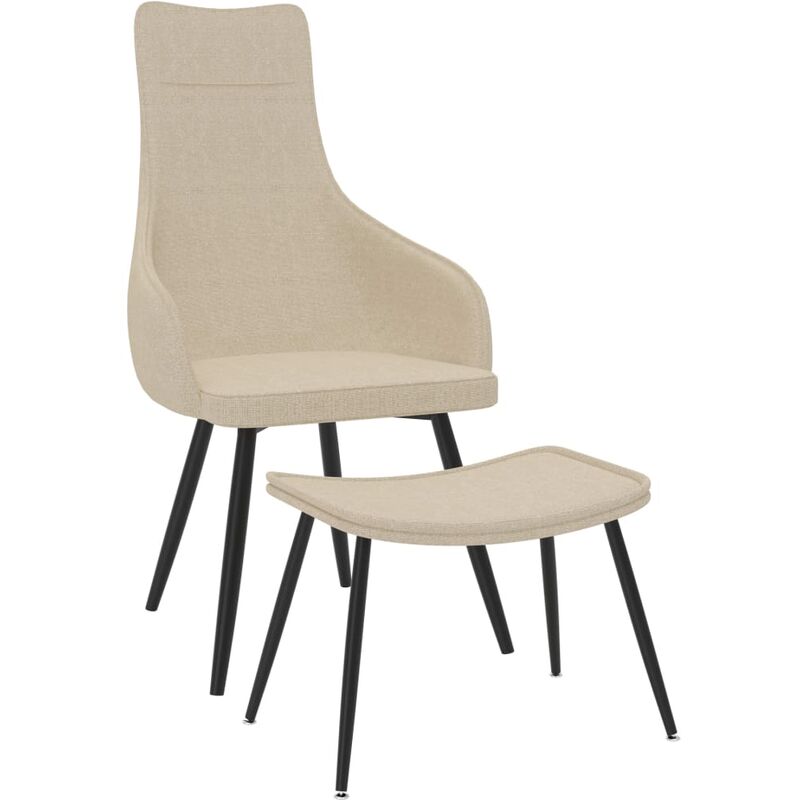 

Sillón con reposapiés de tela crema - Crema