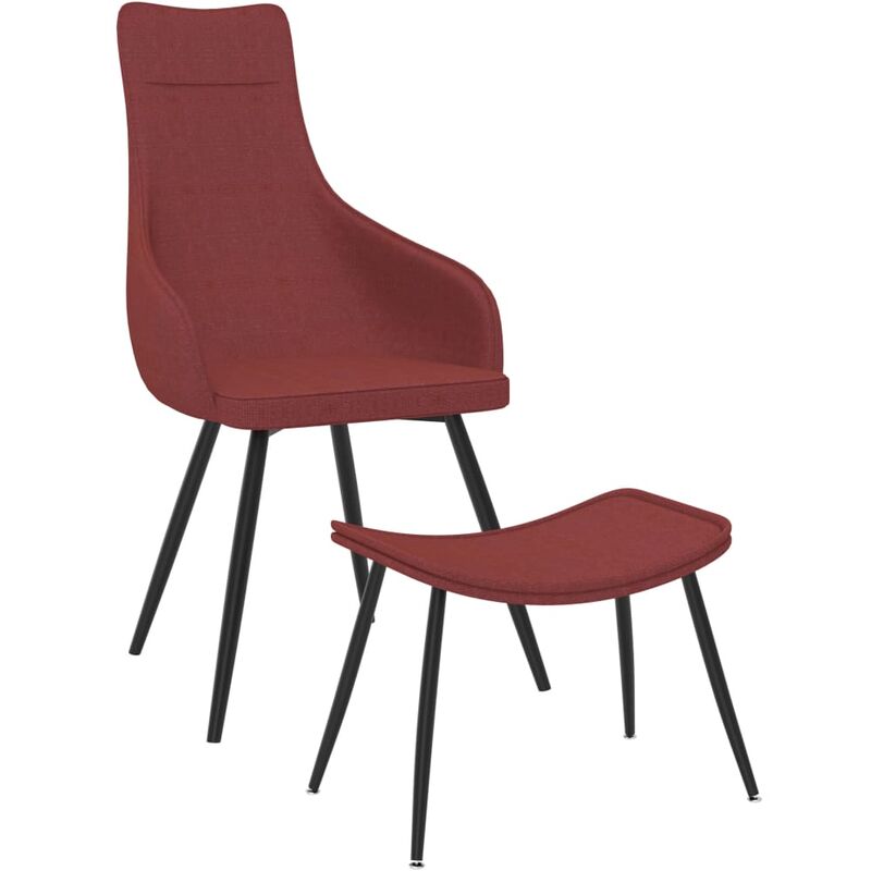 

Sillón con reposapiés de tela rojo vino tinto - Rojo