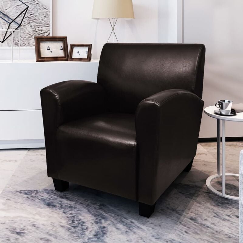 

Sillón de cuero artificial marrón oscuro - Marrón