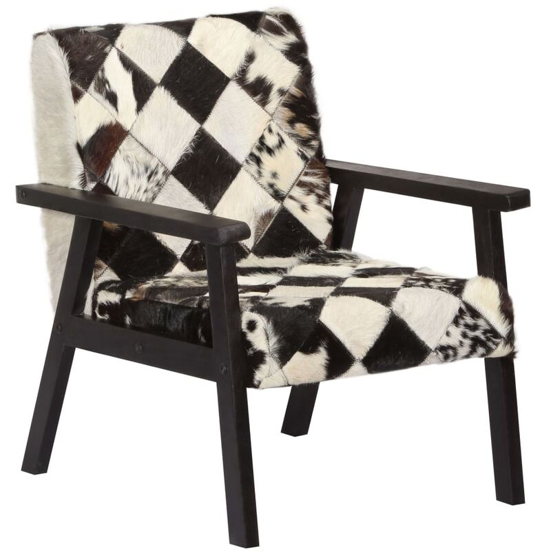 

Sillón de cuero auténtico blanco y negro - Multicolor