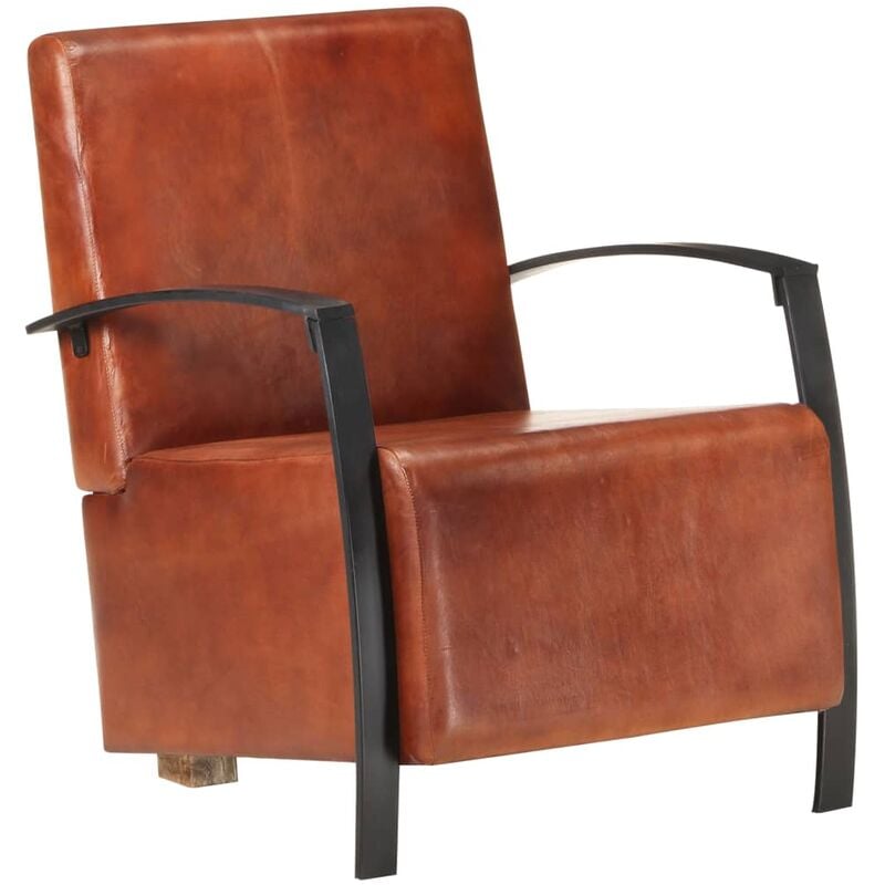 

Sillón de cuero auténtico marrón - Marrón
