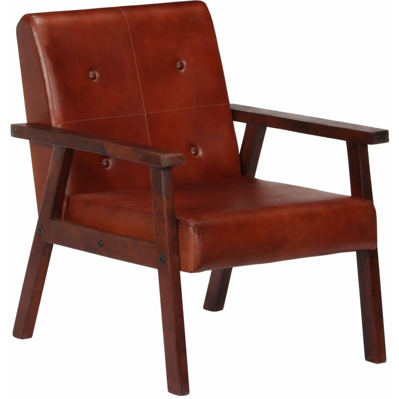 

Sillón de cuero auténtico marrón oscuro - Marrón