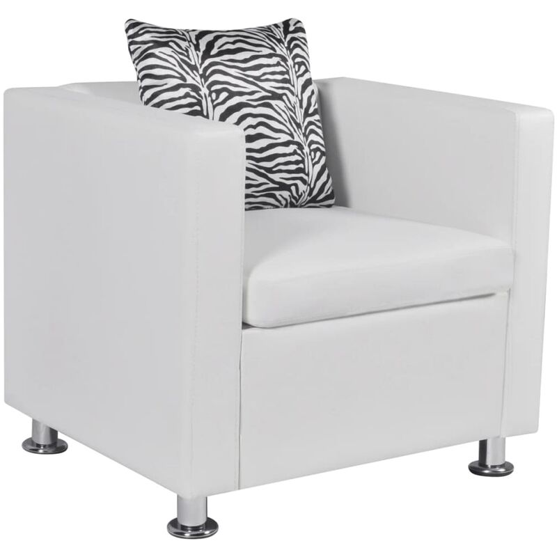 

Sillón de cuero sintético blanco - Blanco