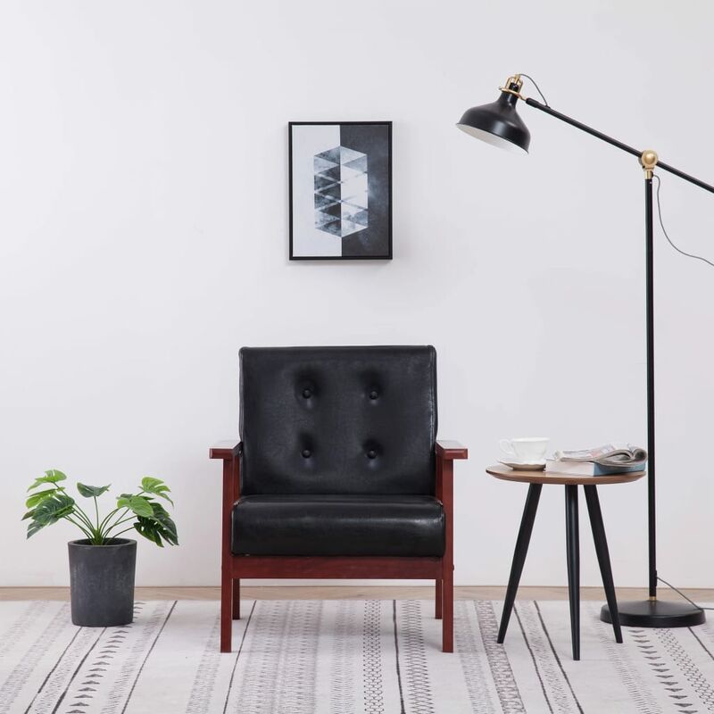 

Sillón de cuero sintético negro - Negro