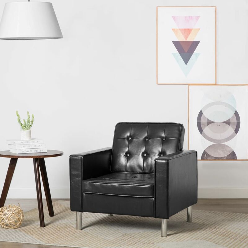 

Sillón de cuero sintético negro - Negro