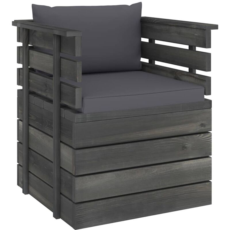 

Sillón de jardín con cojines madera de pino - Antracita