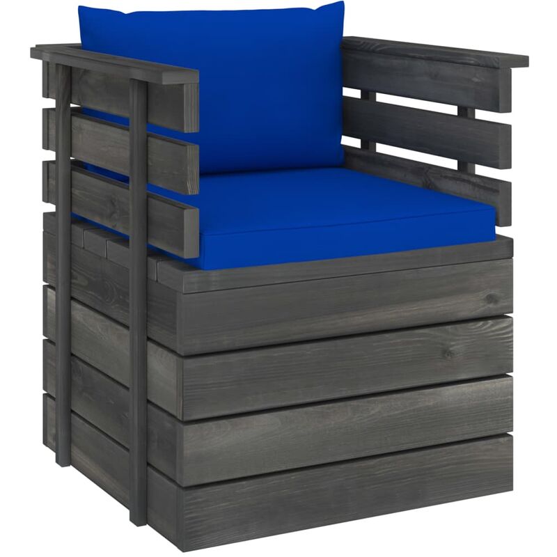 

Sillón de jardín con cojines madera de pino - Azul