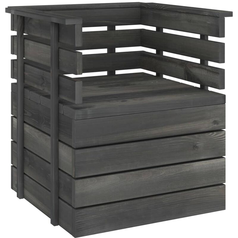 

Sillón de jardín de madera maciza de pino gris oscuro - Gris