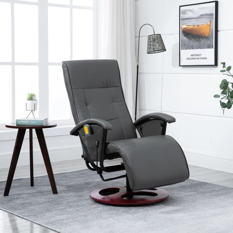 

Sillón de masaje de cuero artificial gris - Gris