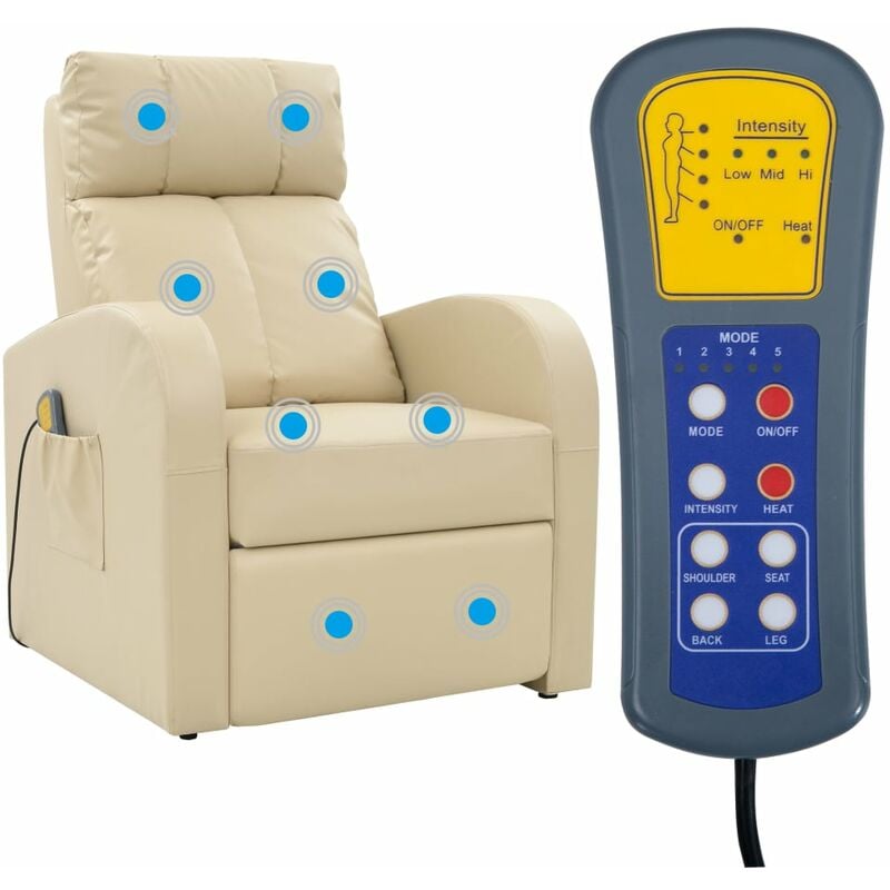 

Sillón de masaje de cuero sintético crema - Crema