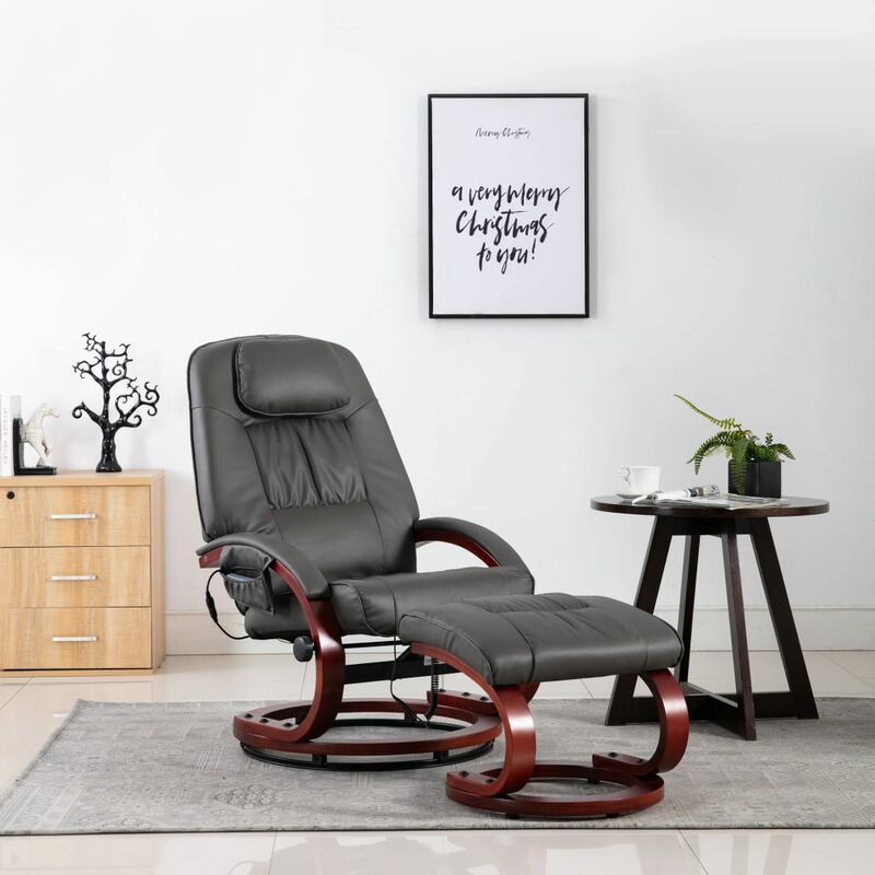 

Sillón de masaje reclinable con reposapiés cuero sintético gris - Gris