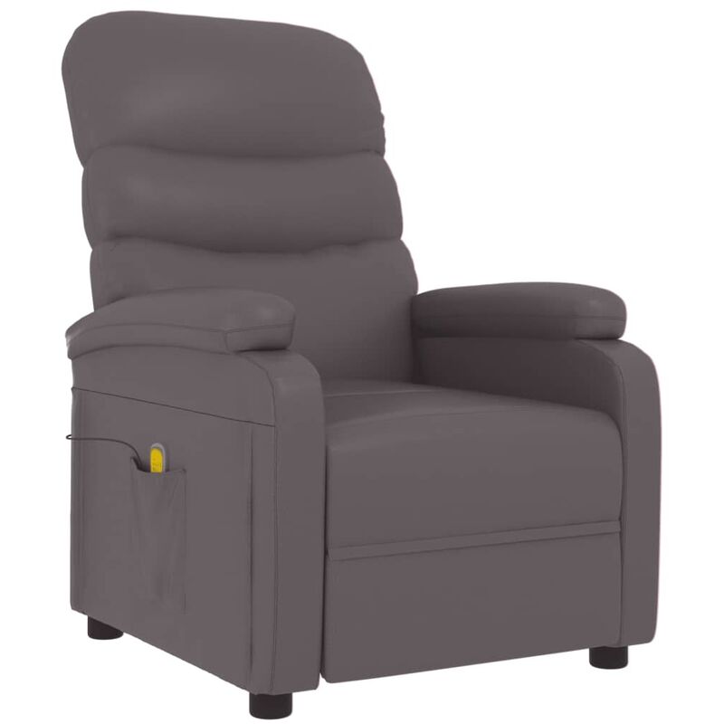 

Sillón de masaje reclinable cuero sintético gris - Gris