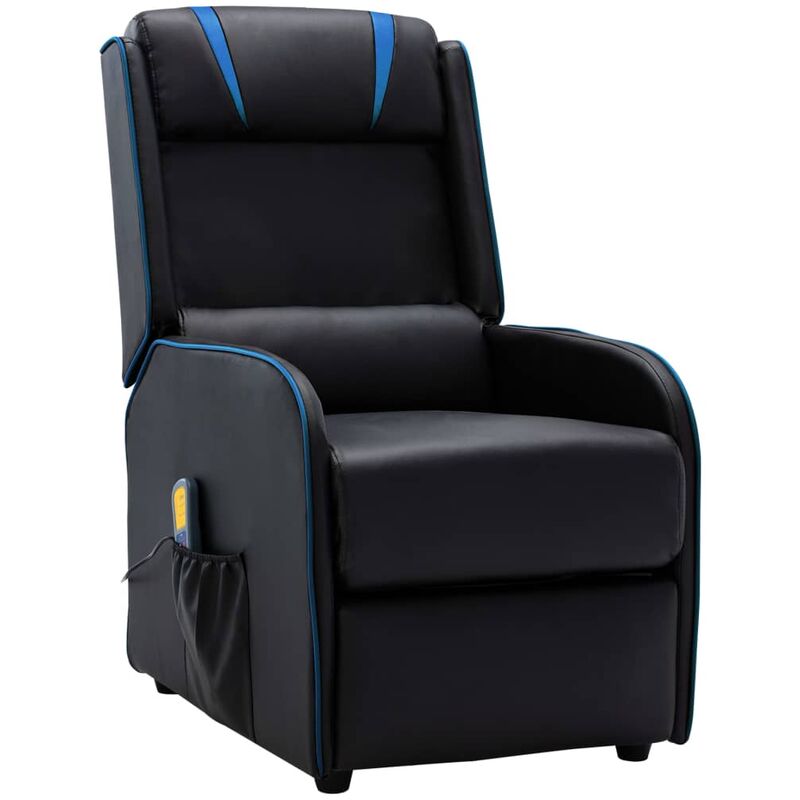 

Sillón de masaje reclinable cuero sintético negro y azul - Negro