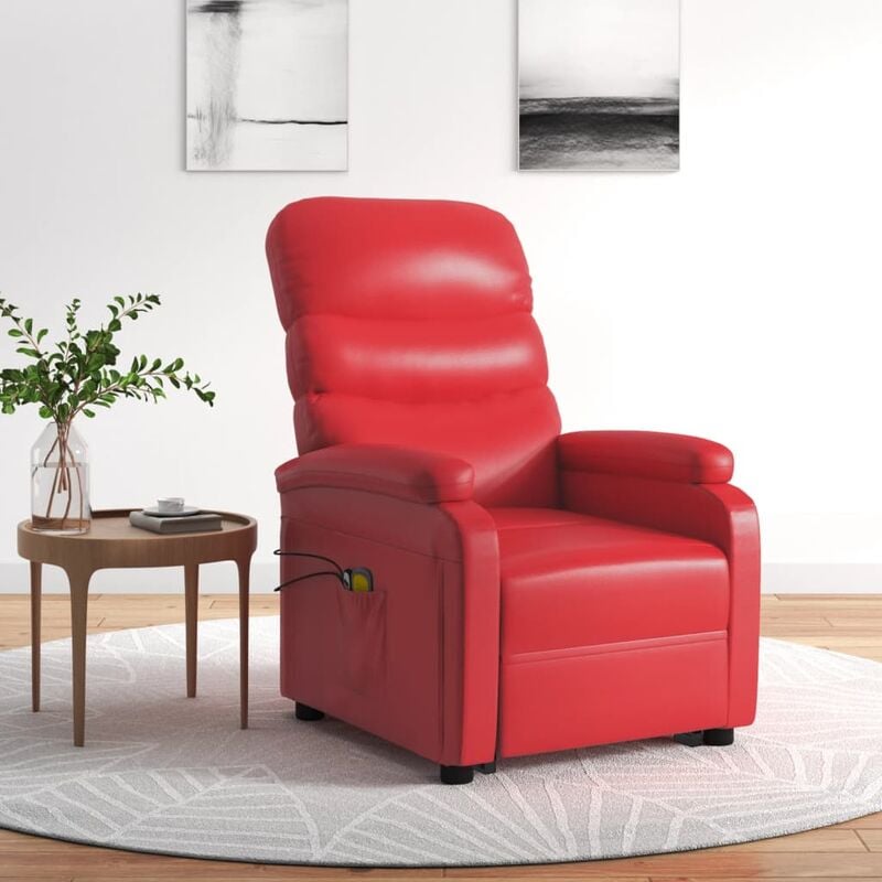 

Sillón de masaje reclinable cuero sintético rojo - Rojo