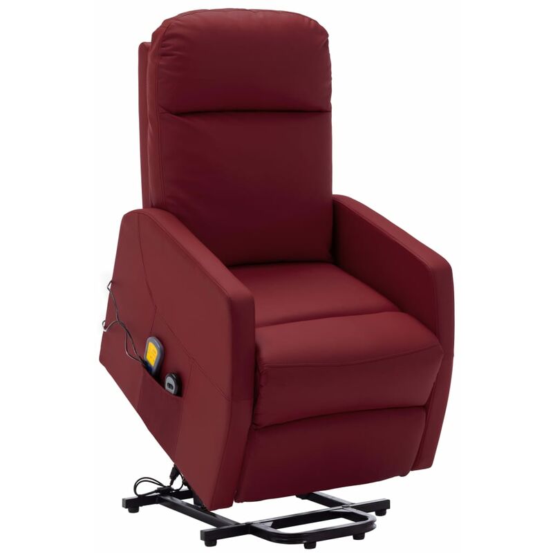 

Sillón de masaje reclinable cuero sintético rojo tinto - Rojo