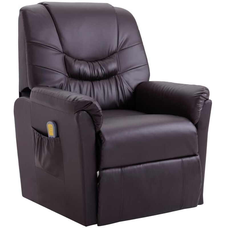 

Sillón de masaje reclinable de cuero artificial marrón - Marrón