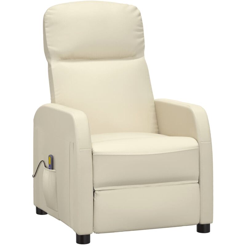 

Sillón de masaje reclinable de cuero sintético blanco crema - Crema