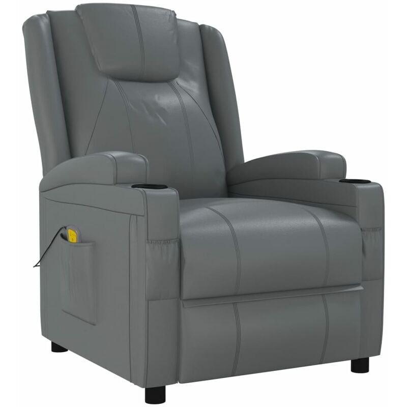 

Sillón de masaje reclinable de cuero sintético gris antracita - Antracita
