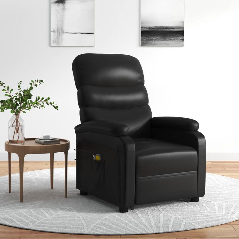

Sillón de masaje reclinable de cuero sintético negro - Negro